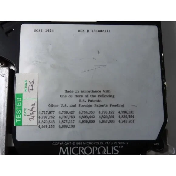 Micropolis 1624 668 MB 5.25" SCSI Hard Drive. P/N KG0033-01-2